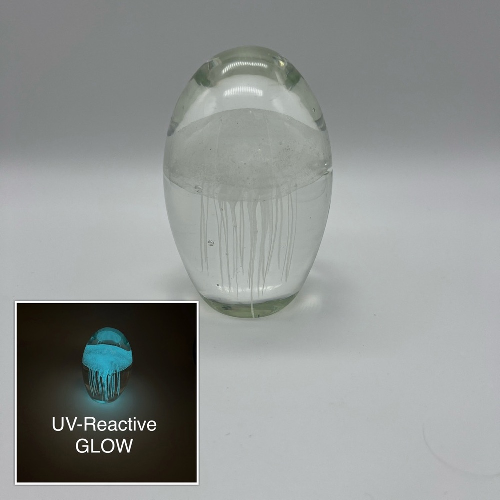 UV-Reactive Glow Jellyfish Glass Paperweight